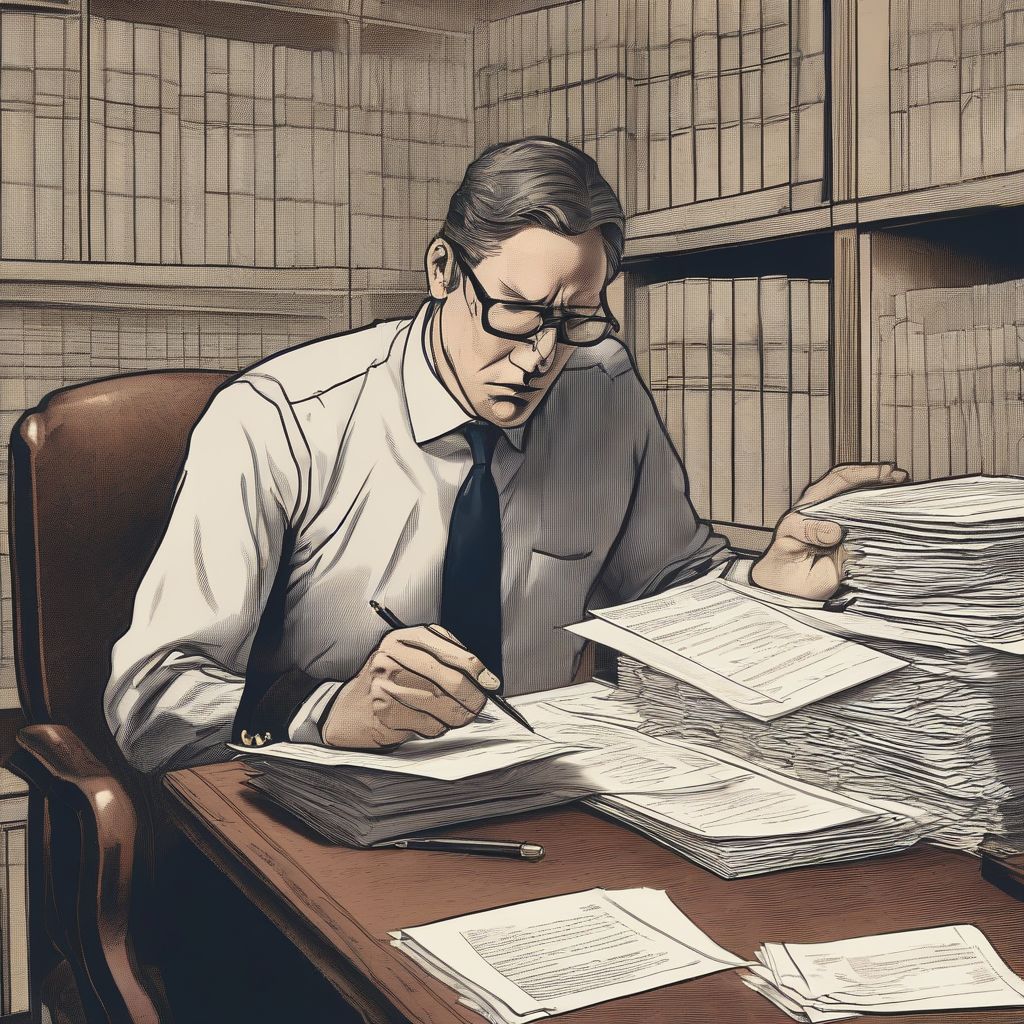 Lawyer reviewing legal documents